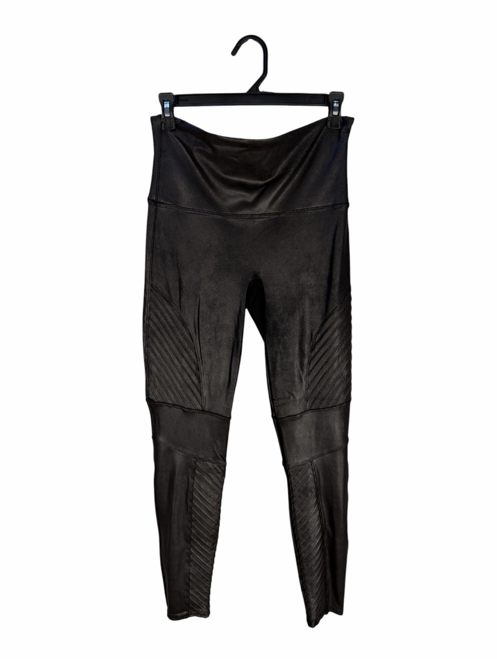 SPANX Black High-Waist Moto Panel Leggings